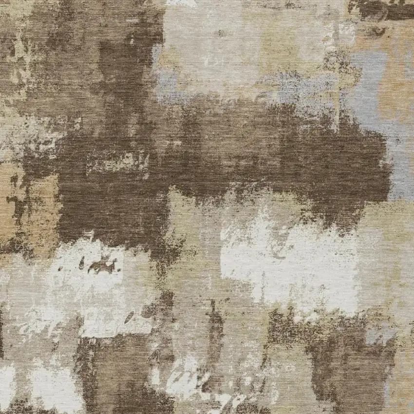 Chocolate And Brown Abstract Washable Indoor Outdoor Area Rug Photo 1