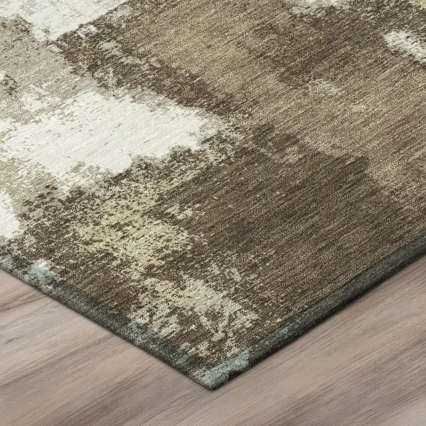 Chocolate And Brown Abstract Washable Indoor Outdoor Area Rug Photo 4