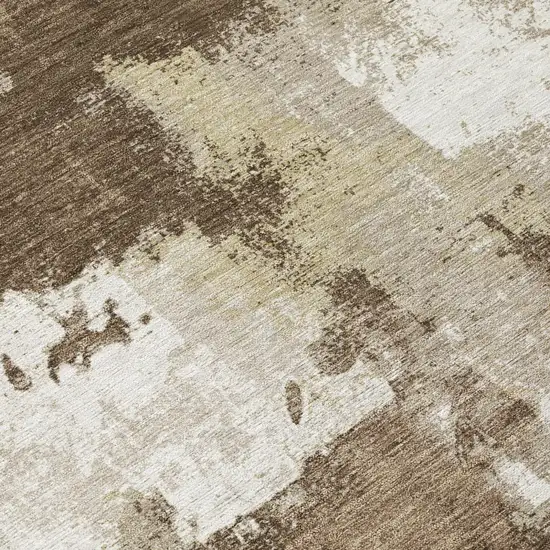 Chocolate And Brown Abstract Washable Indoor Outdoor Area Rug Photo 5