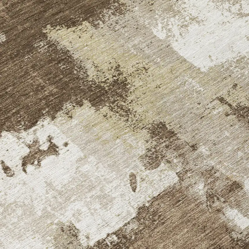 Chocolate And Brown Abstract Washable Indoor Outdoor Area Rug Photo 5