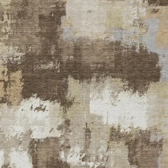 Chocolate And Brown Abstract Washable Indoor Outdoor Area Rug Photo 1