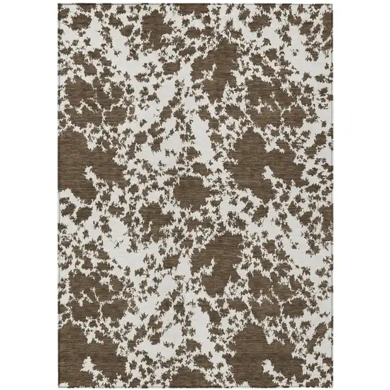 Chocolate And Brown Abstract Washable Indoor Outdoor Area Rug Photo 1