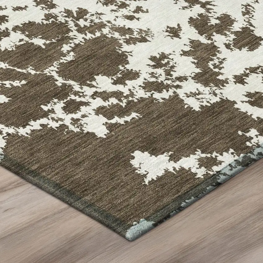 Chocolate And Brown Abstract Washable Indoor Outdoor Area Rug Photo 2