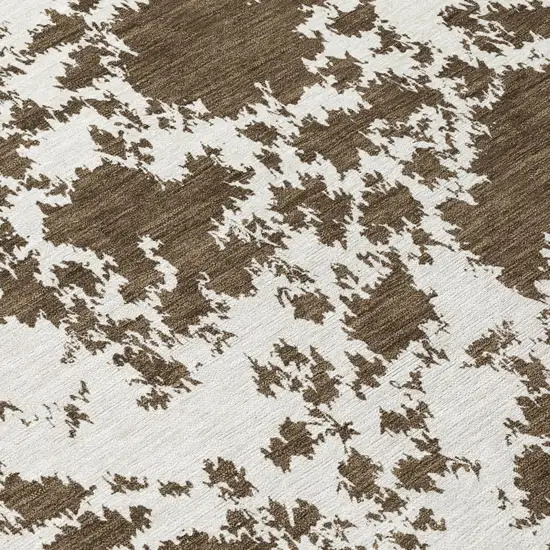 Chocolate And Brown Abstract Washable Indoor Outdoor Area Rug Photo 3