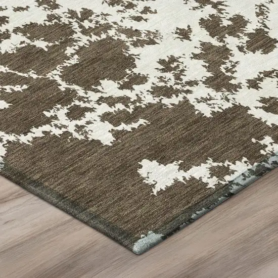 Chocolate And Brown Abstract Washable Indoor Outdoor Area Rug Photo 2
