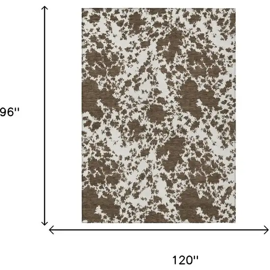 Chocolate And Brown Abstract Washable Indoor Outdoor Area Rug Photo 4