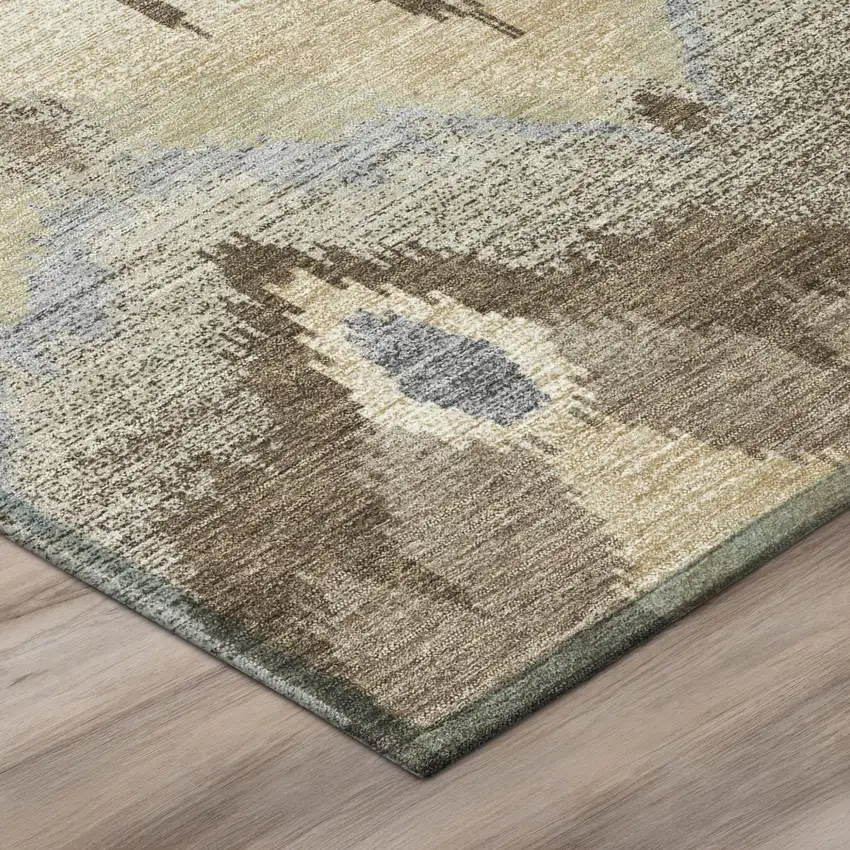 Chocolate And Brown Abstract Washable Indoor Outdoor Area Rug Photo 4