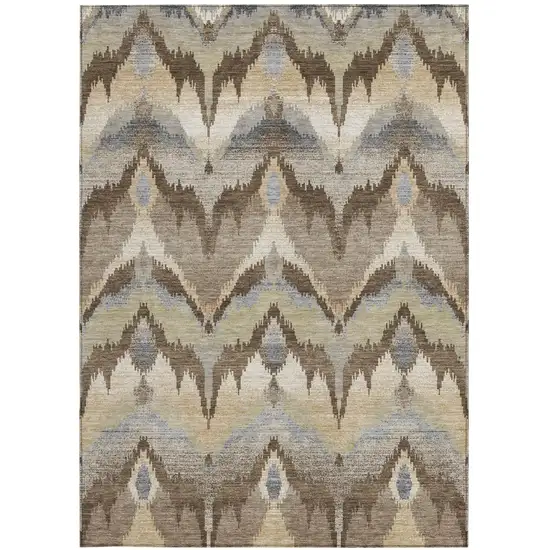 Chocolate And Brown Abstract Washable Indoor Outdoor Area Rug Photo 3