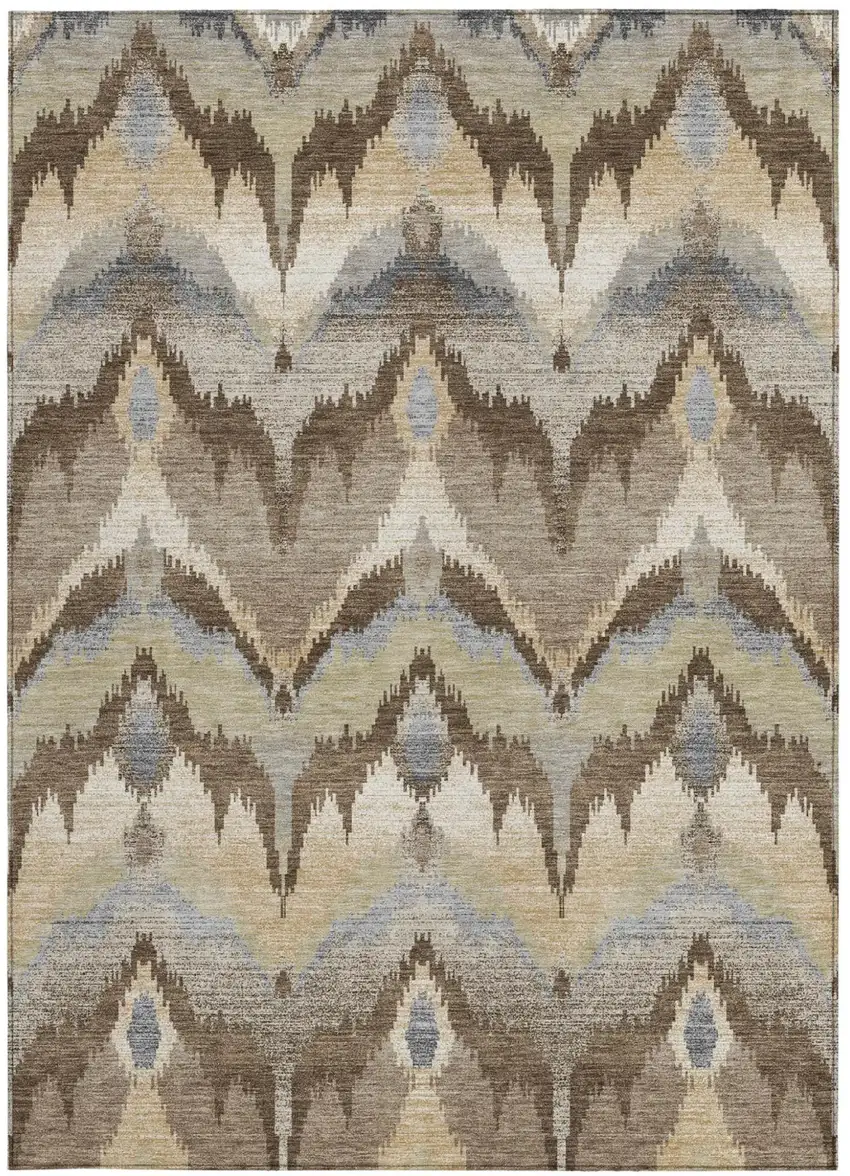 Chocolate And Brown Abstract Washable Indoor Outdoor Area Rug Photo 3