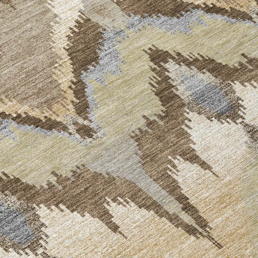 Chocolate And Brown Abstract Washable Indoor Outdoor Area Rug Photo 5