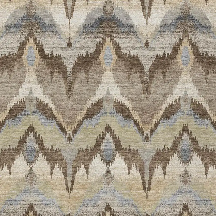 Chocolate And Brown Abstract Washable Indoor Outdoor Area Rug Photo 1