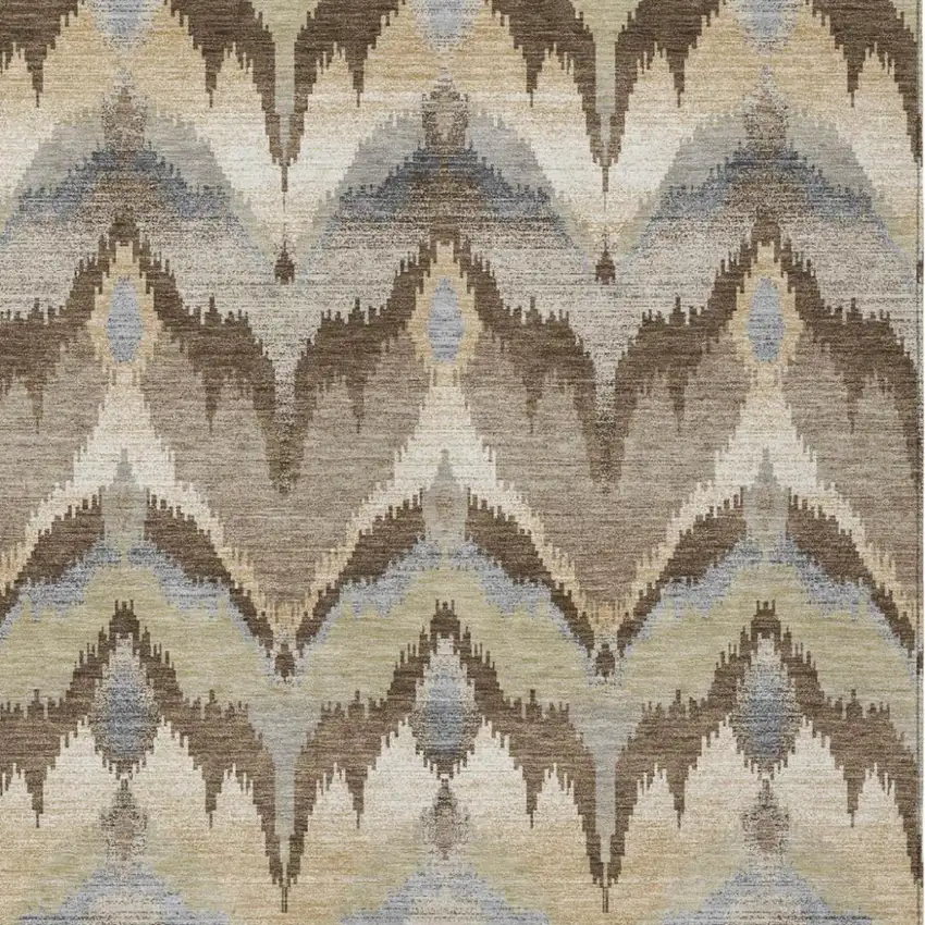 Chocolate And Brown Abstract Washable Indoor Outdoor Area Rug Photo 2