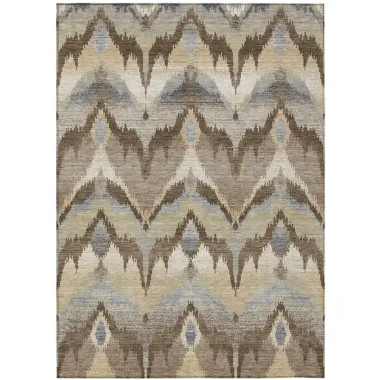 Chocolate And Brown Abstract Washable Indoor Outdoor Area Rug Photo 1