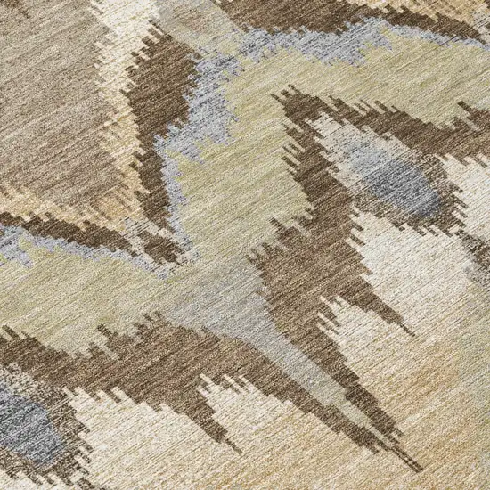 Chocolate And Brown Abstract Washable Indoor Outdoor Area Rug Photo 5