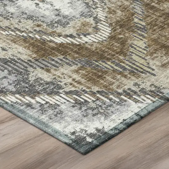 Chocolate And Brown Abstract Washable Indoor Outdoor Area Rug Photo 4