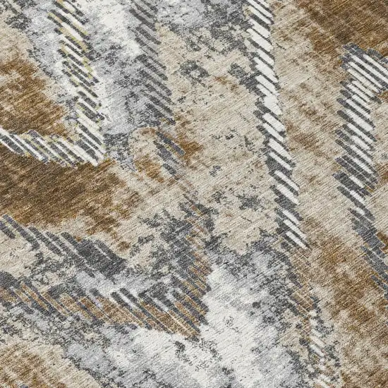 Chocolate And Brown Abstract Washable Indoor Outdoor Area Rug Photo 5