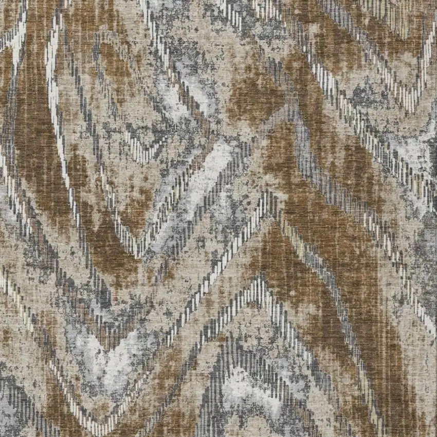 Chocolate And Brown Abstract Washable Indoor Outdoor Area Rug Photo 2