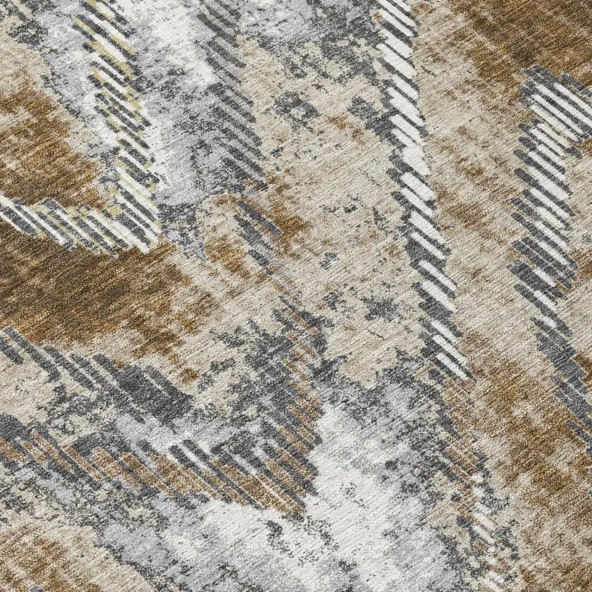 Chocolate And Brown Abstract Washable Indoor Outdoor Area Rug Photo 5