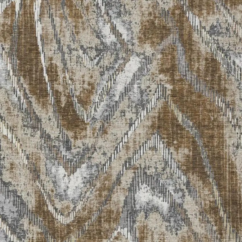 Chocolate And Brown Abstract Washable Indoor Outdoor Area Rug Photo 2
