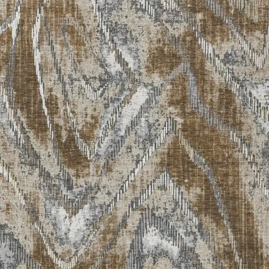Chocolate And Brown Abstract Washable Indoor Outdoor Area Rug Photo 3