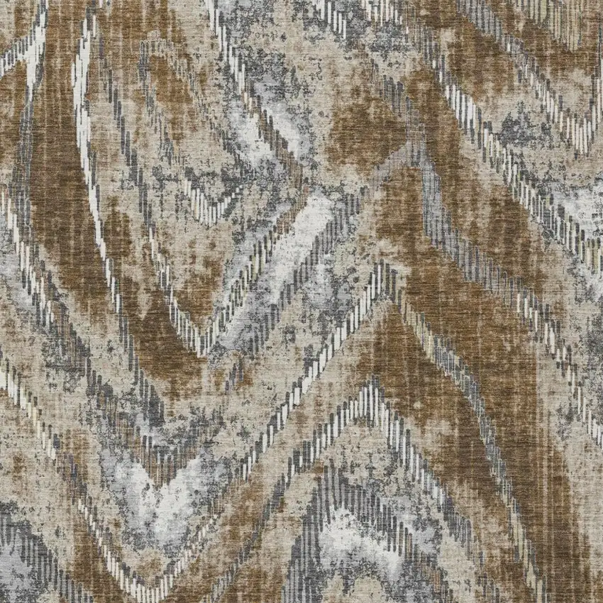 Chocolate And Brown Abstract Washable Indoor Outdoor Area Rug Photo 3