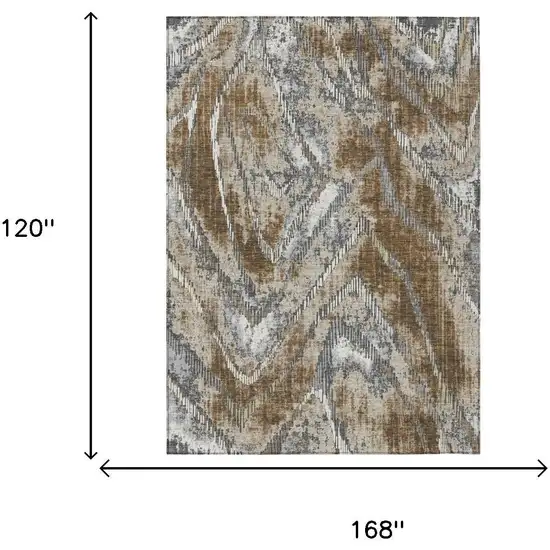 Chocolate And Brown Abstract Washable Indoor Outdoor Area Rug Photo 6