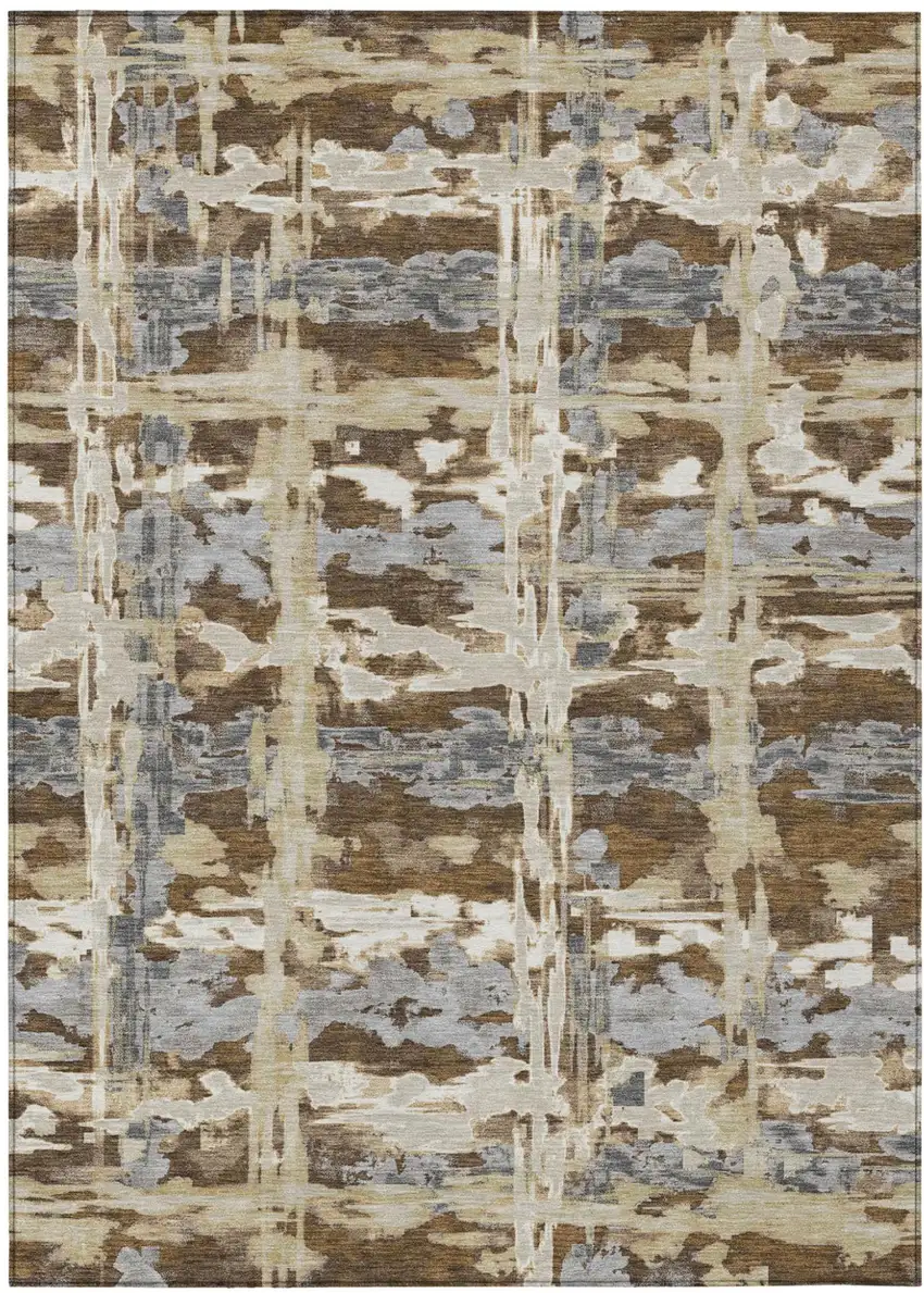 Chocolate And Brown Abstract Washable Indoor Outdoor Area Rug Photo 2