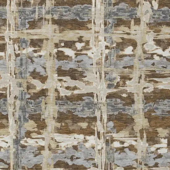 Chocolate And Brown Abstract Washable Indoor Outdoor Area Rug Photo 3