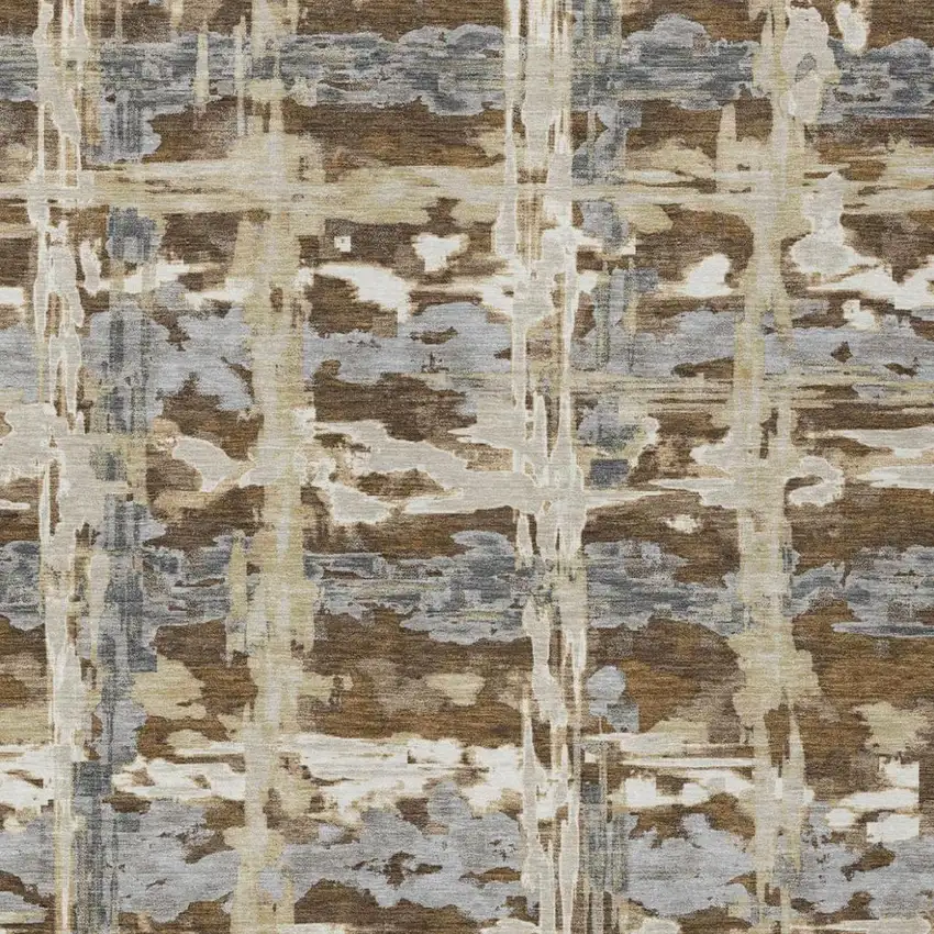 Chocolate And Brown Abstract Washable Indoor Outdoor Area Rug Photo 3