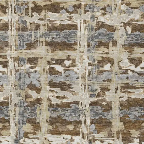 Chocolate And Brown Abstract Washable Indoor Outdoor Area Rug Photo 2