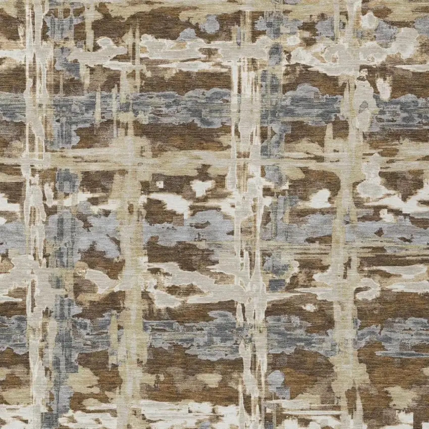 Chocolate And Brown Abstract Washable Indoor Outdoor Area Rug Photo 2