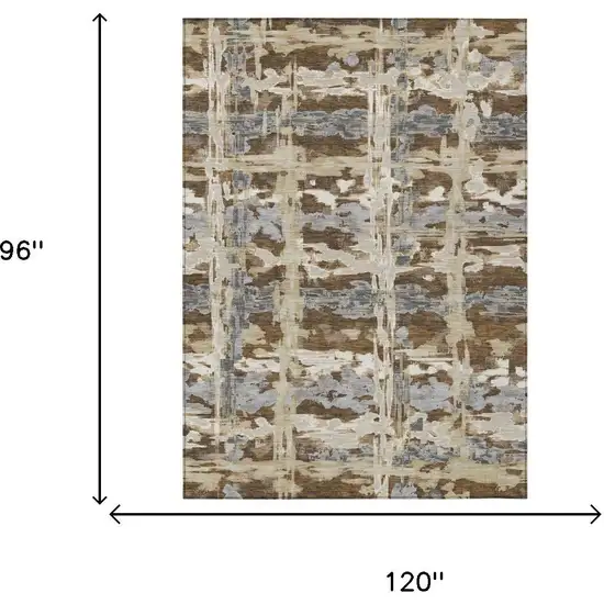 Chocolate And Brown Abstract Washable Indoor Outdoor Area Rug Photo 6