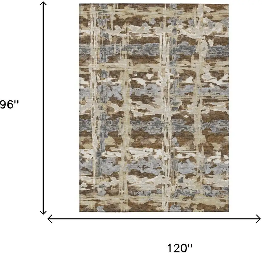 Chocolate And Brown Abstract Washable Indoor Outdoor Area Rug Photo 6