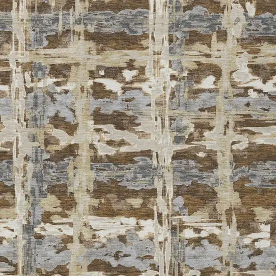 Chocolate And Brown Abstract Washable Indoor Outdoor Area Rug Photo 3