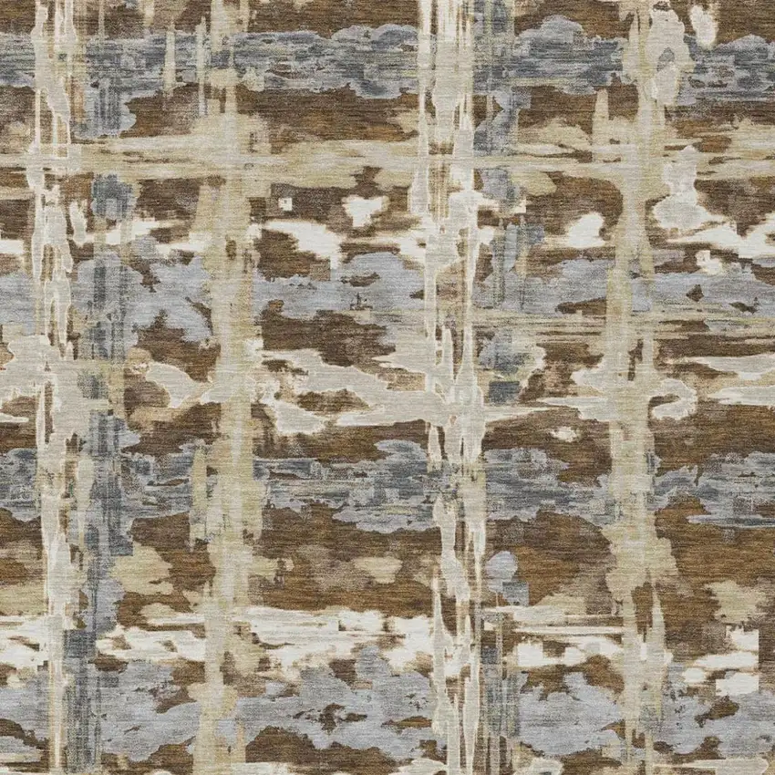 Chocolate And Brown Abstract Washable Indoor Outdoor Area Rug Photo 3