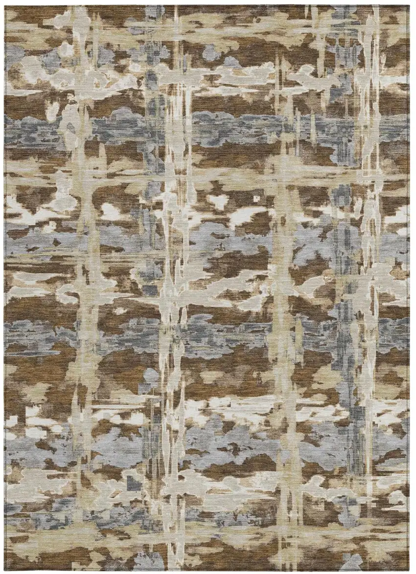 Chocolate And Brown Abstract Washable Indoor Outdoor Area Rug Photo 3