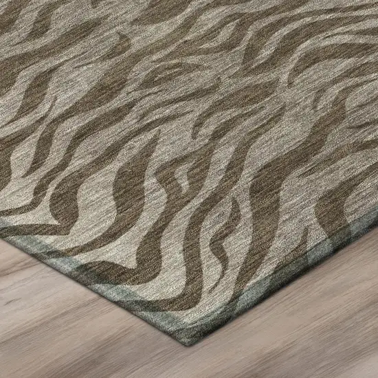 Chocolate And Brown Animal Print Washable Indoor Outdoor Area Rug Photo 4