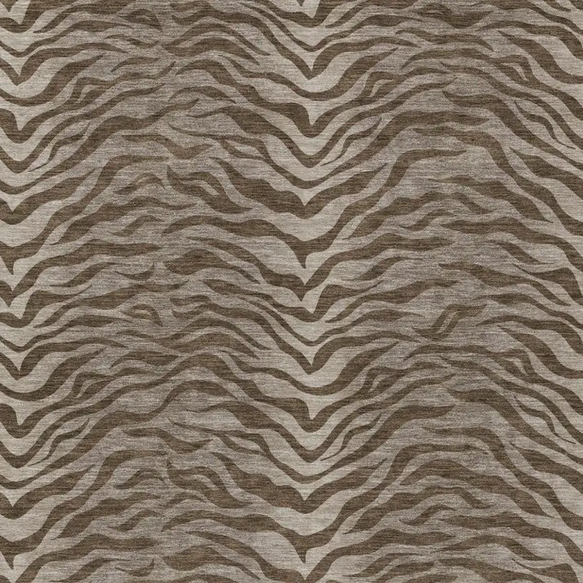Chocolate And Brown Animal Print Washable Indoor Outdoor Area Rug Photo 2