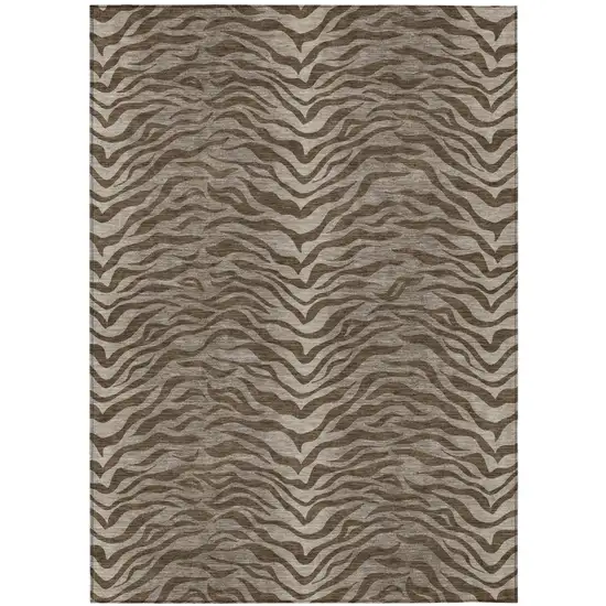 Chocolate And Brown Animal Print Washable Indoor Outdoor Area Rug Photo 1