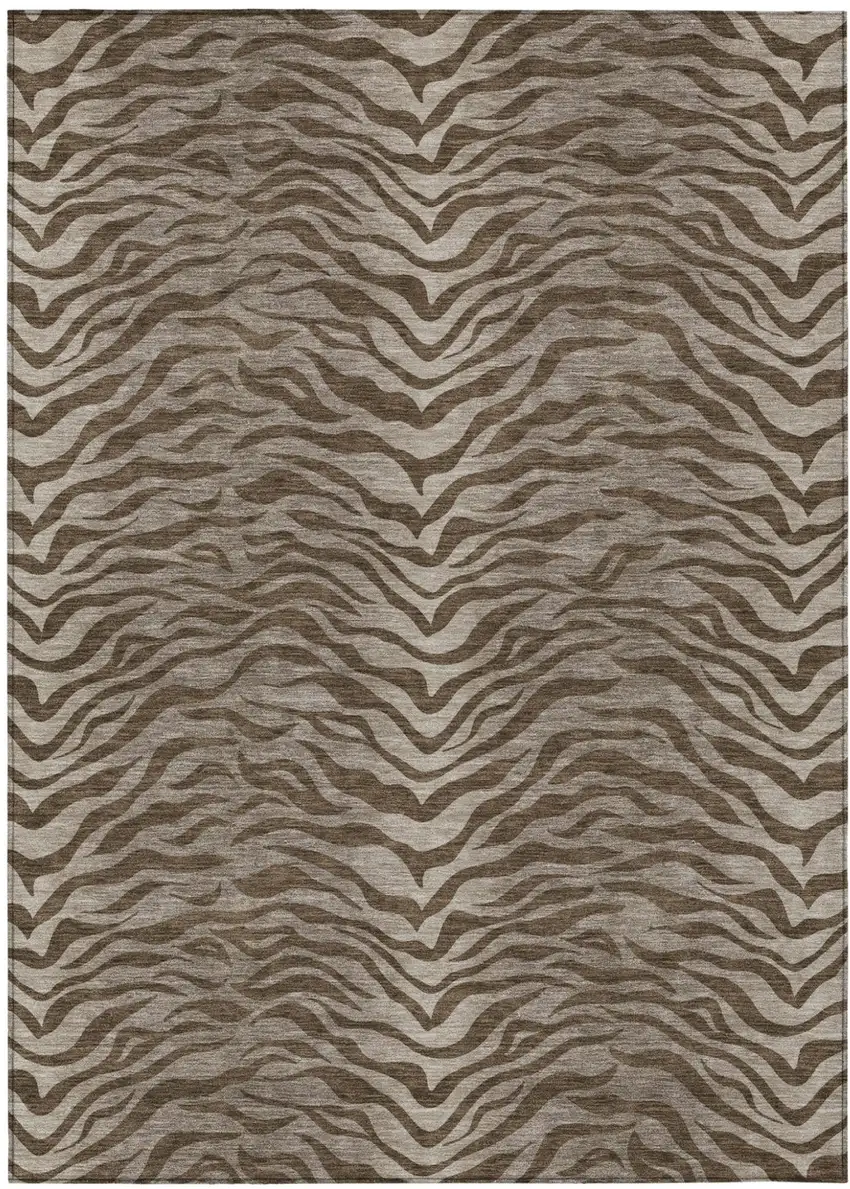 Chocolate And Brown Animal Print Washable Indoor Outdoor Area Rug Photo 1