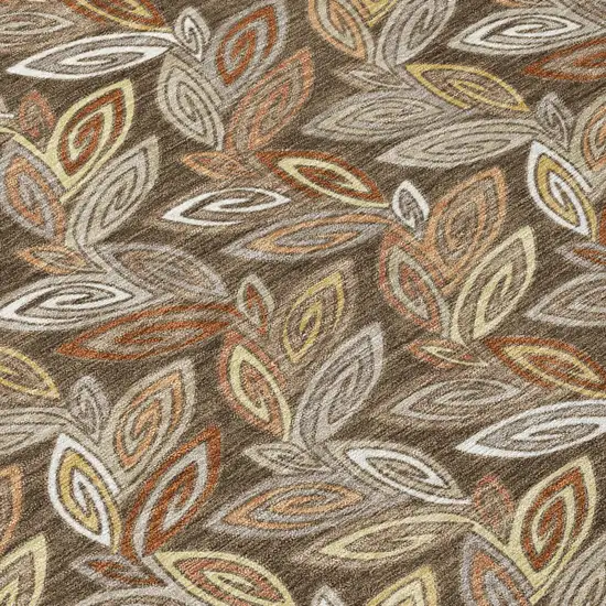 Chocolate And Brown Botanical Leaves Washable Indoor Outdoor Area Rug Photo 8