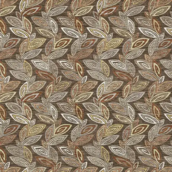 Chocolate And Brown Botanical Leaves Washable Indoor Outdoor Area Rug Photo 3