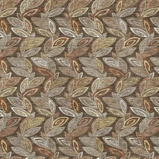 Chocolate And Brown Botanical Leaves Washable Indoor Outdoor Area Rug Photo 5