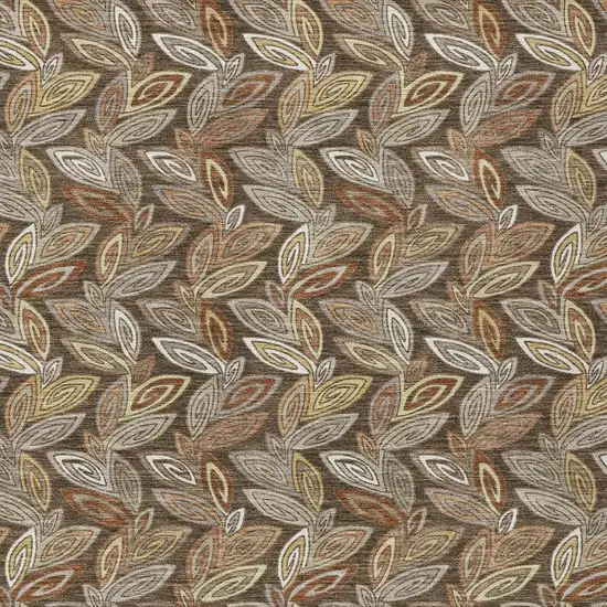 Chocolate And Brown Botanical Leaves Washable Indoor Outdoor Area Rug Photo 3