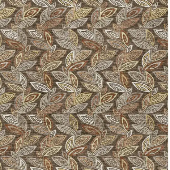 Chocolate And Brown Botanical Leaves Washable Indoor Outdoor Area Rug Photo 5