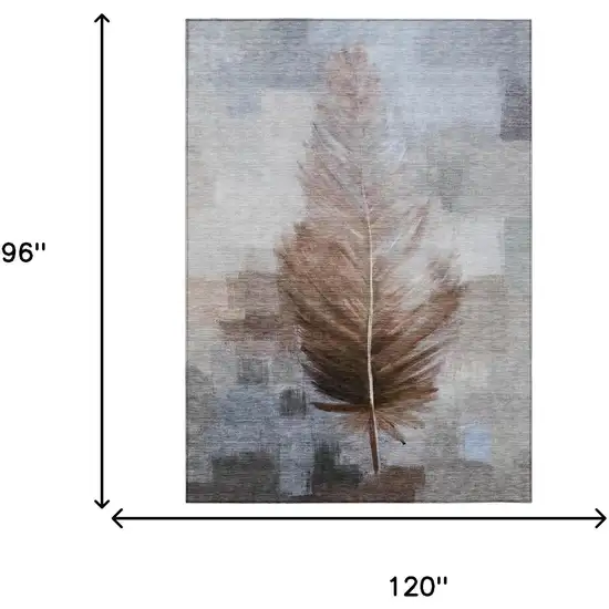 Chocolate And Brown Botanical Leaves Washable Indoor Outdoor Area Rug Photo 7