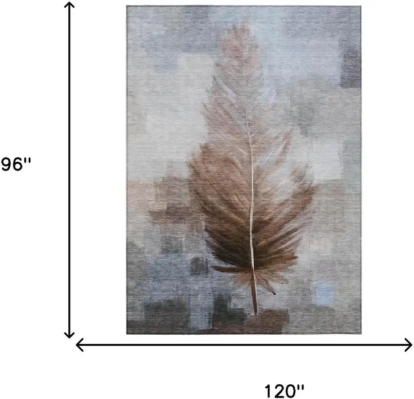Chocolate And Brown Botanical Leaves Washable Indoor Outdoor Area Rug Photo 7