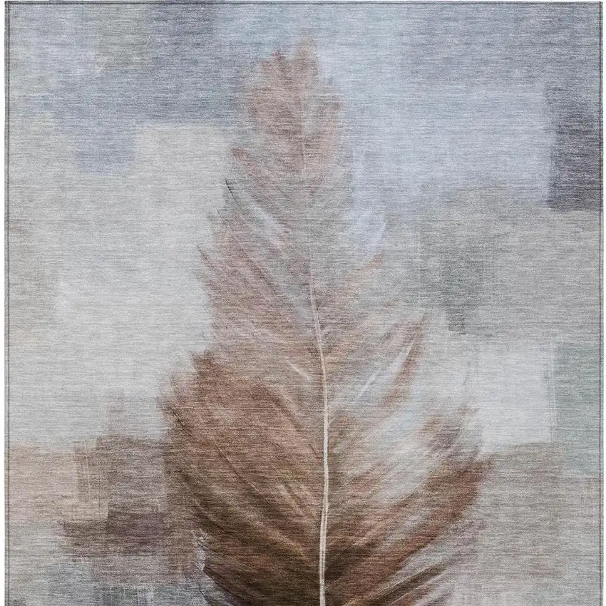 Chocolate And Brown Botanical Leaves Washable Indoor Outdoor Area Rug Photo 4