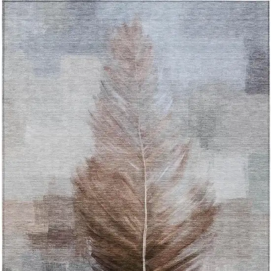 Chocolate And Brown Botanical Leaves Washable Indoor Outdoor Area Rug Photo 4