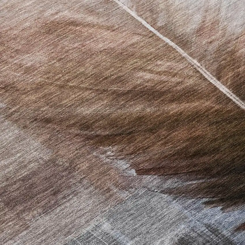 Chocolate And Brown Botanical Leaves Washable Indoor Outdoor Area Rug Photo 6
